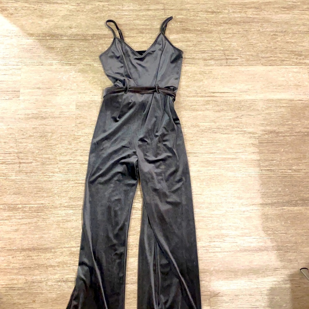 Gray velvet jumpsuit